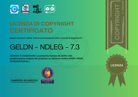 Licenza di Copyright | Certificato > INTERNATIONAL 1M
